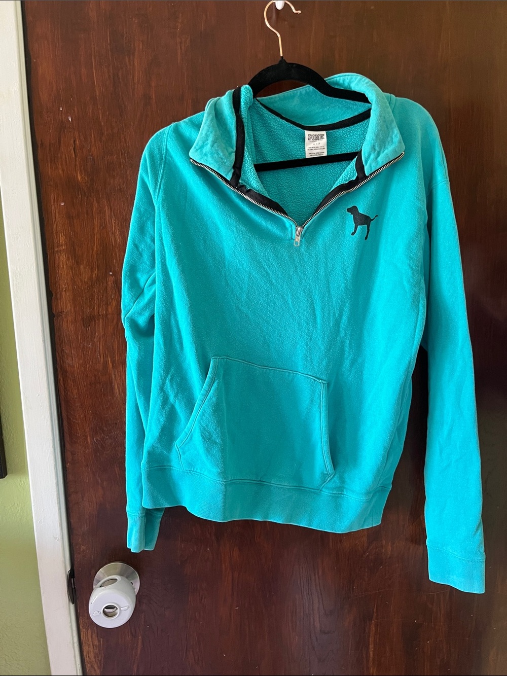 PINK Victoria's Secret Teal Half-Zip Fleece Pullover